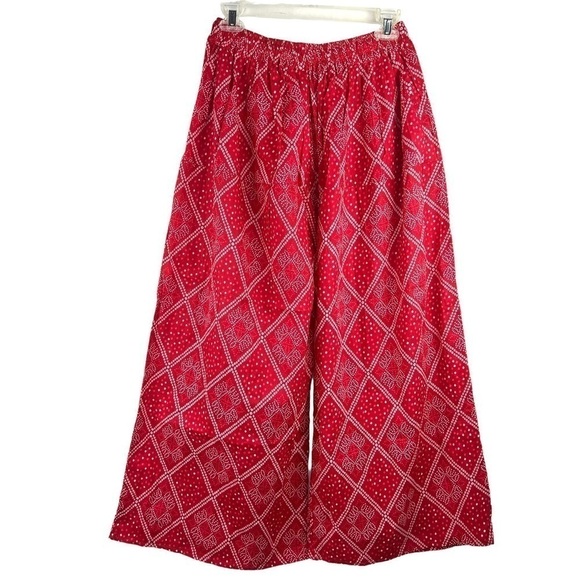 NEW- Extra Wide Leg Tribal Bandhini Print Relax Fit Harem Palazzo Pajama Pants - Picture 1 of 6